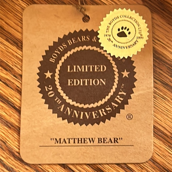 Boyds Bears Limited Edition 20th Anniversary Matthew Bear w/ Australian Wool Fur - Picture 9 of 10